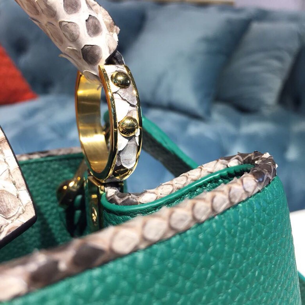 LV Capucines GLAMI Taurillon And Python Green For Women,  Shoulder And Crossbody Bags 10.6in/27cm LV