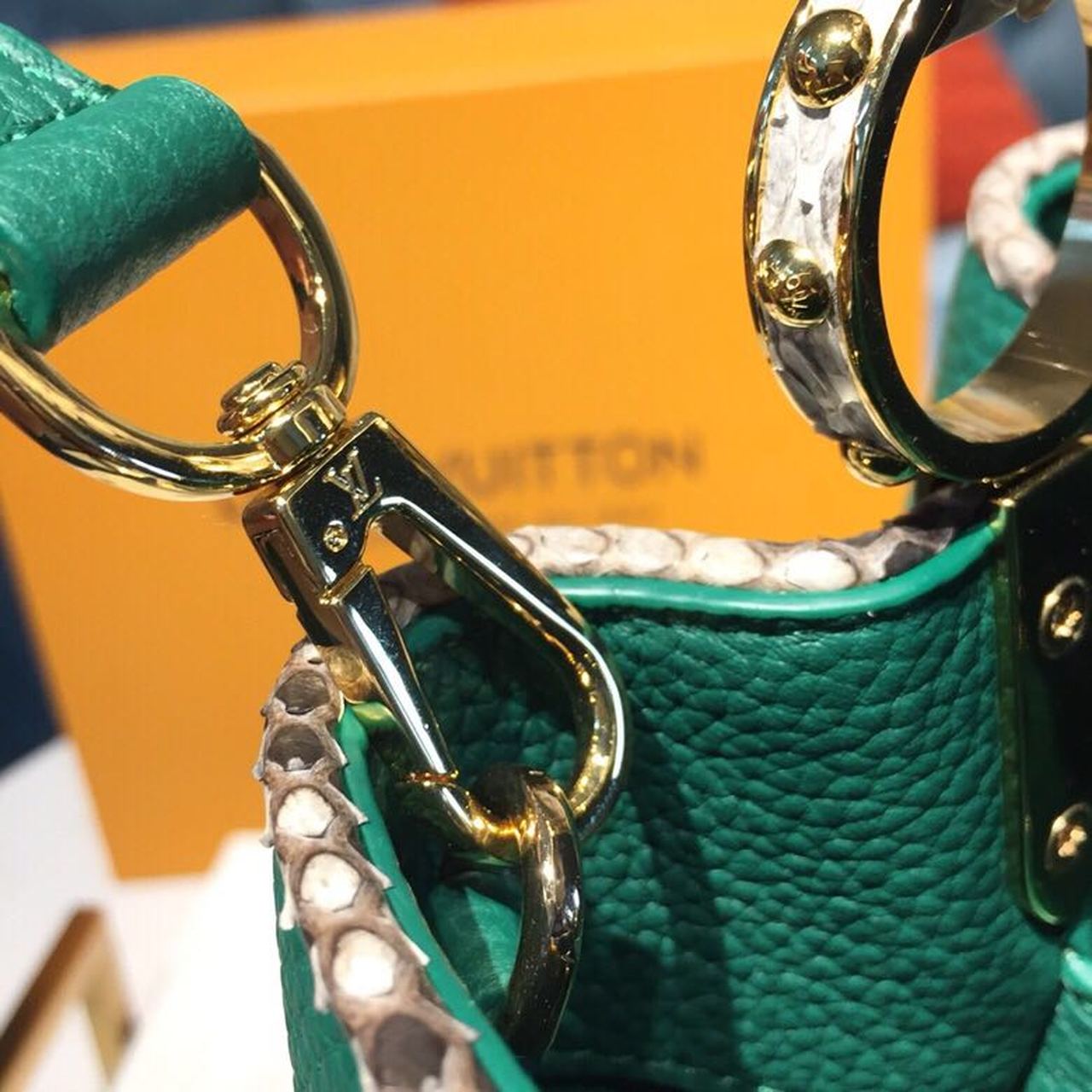 LV Capucines GLAMI Taurillon And Python Green For Women,  Shoulder And Crossbody Bags 10.6in/27cm LV