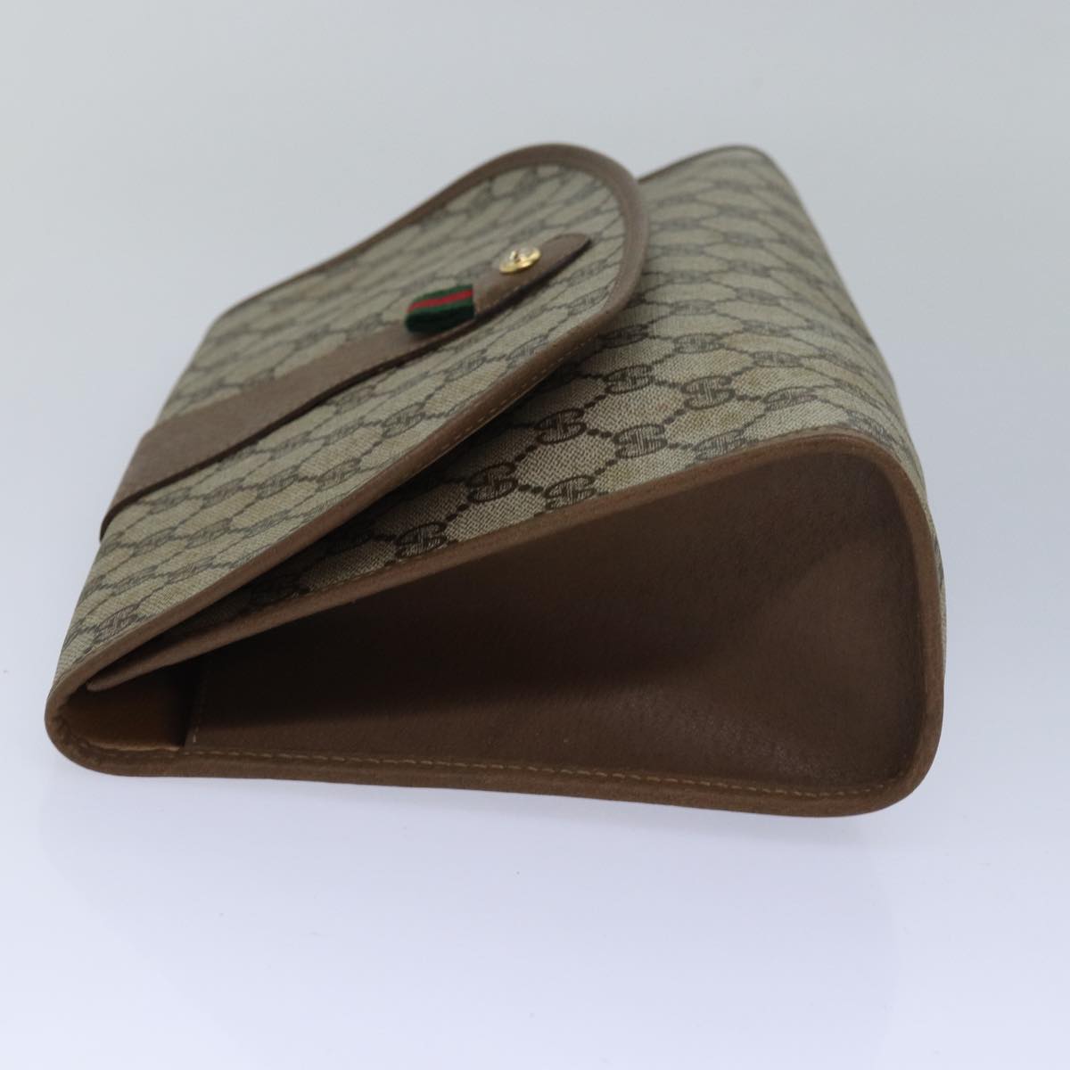 GUCCI GG Supreme Web Sherry Line Clutch Bag PVC Beige Red 89 01 031 80603