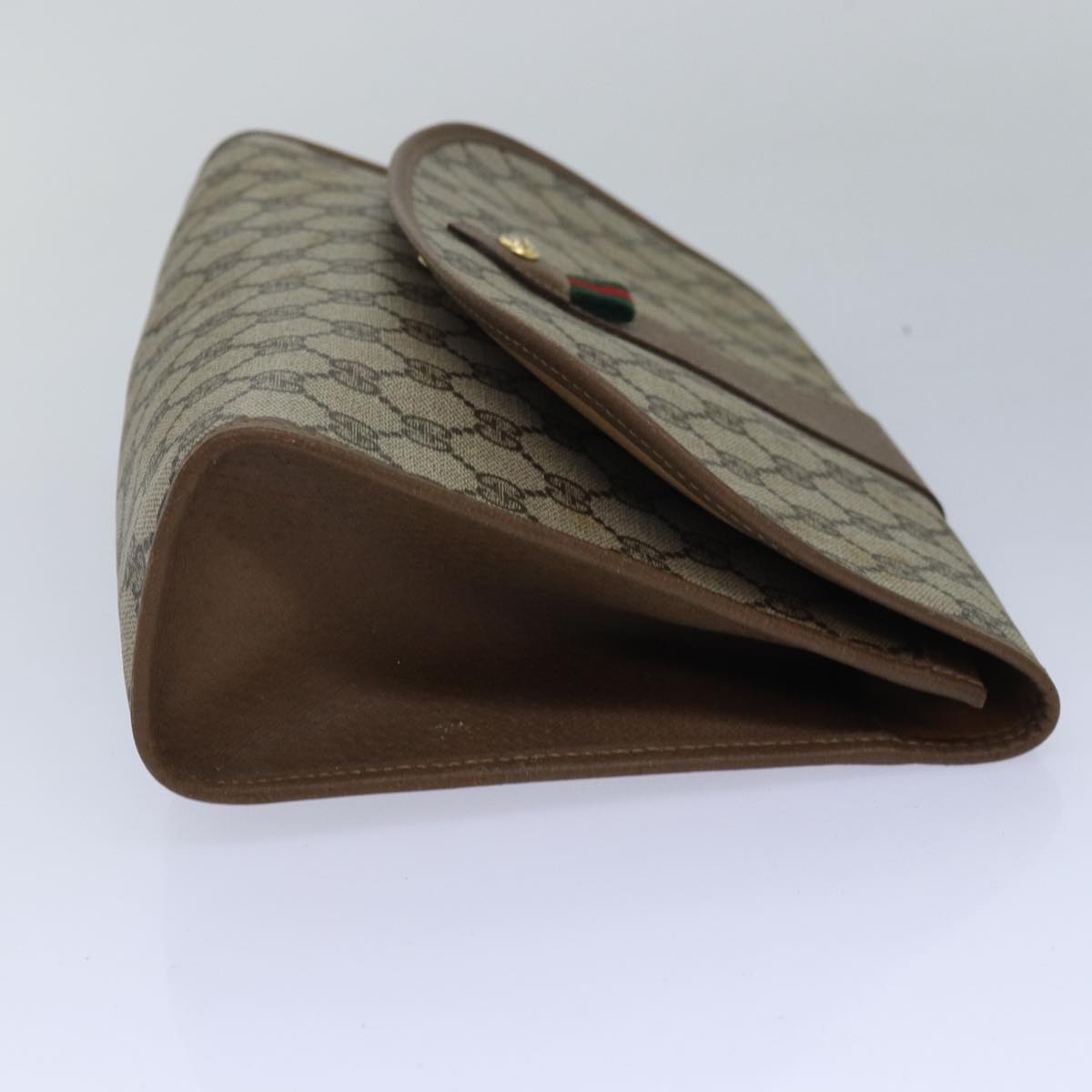 GUCCI GG Supreme Web Sherry Line Clutch Bag PVC Beige Red 89 01 031 80603