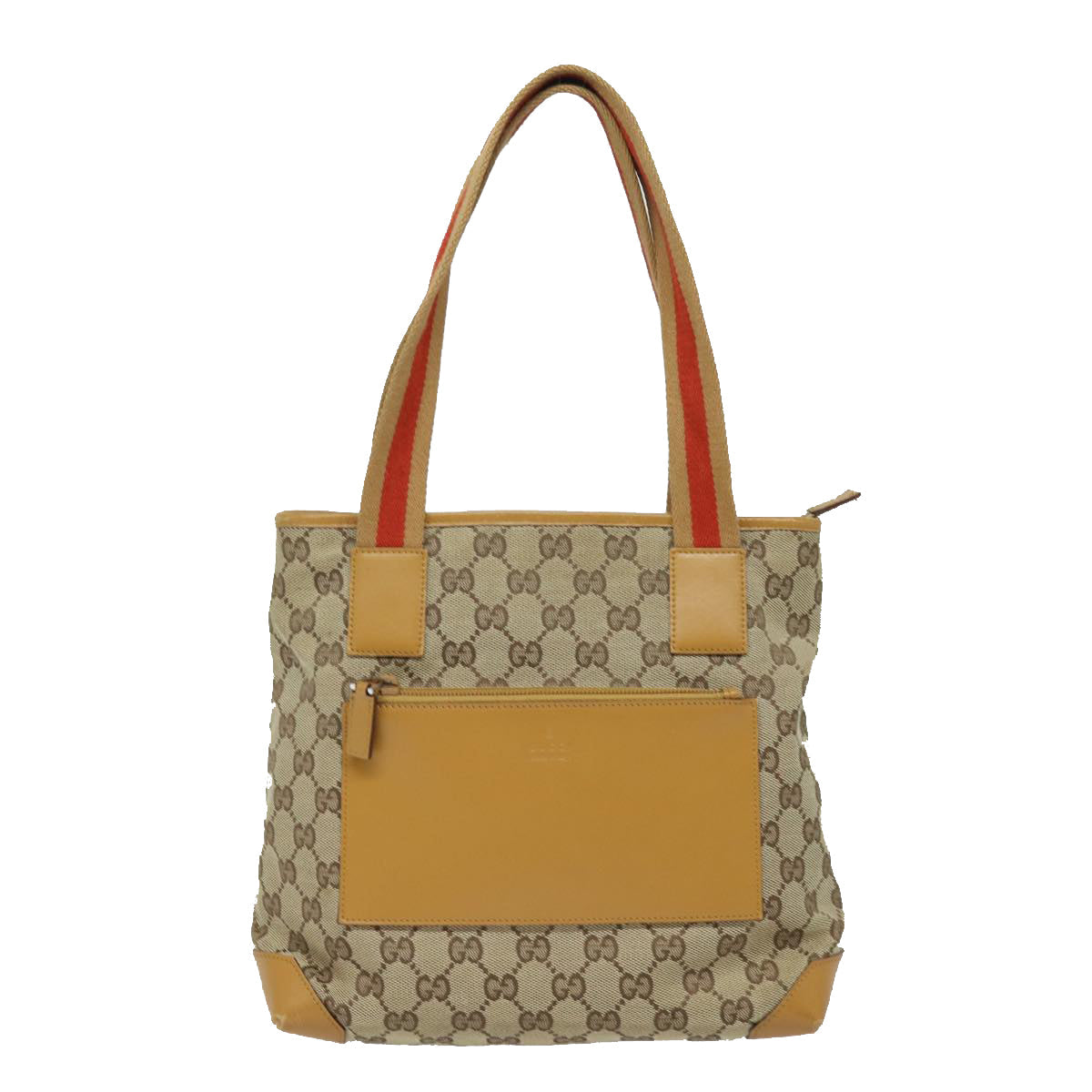 GUCCI GG Canvas Sherry Line Hand Bag Beige Red Brown 019 0402 80606