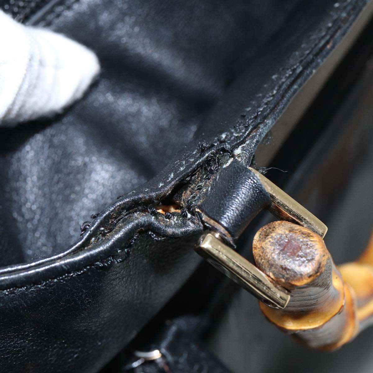 GUCCI Bamboo Hand Bag 2way Black 80627