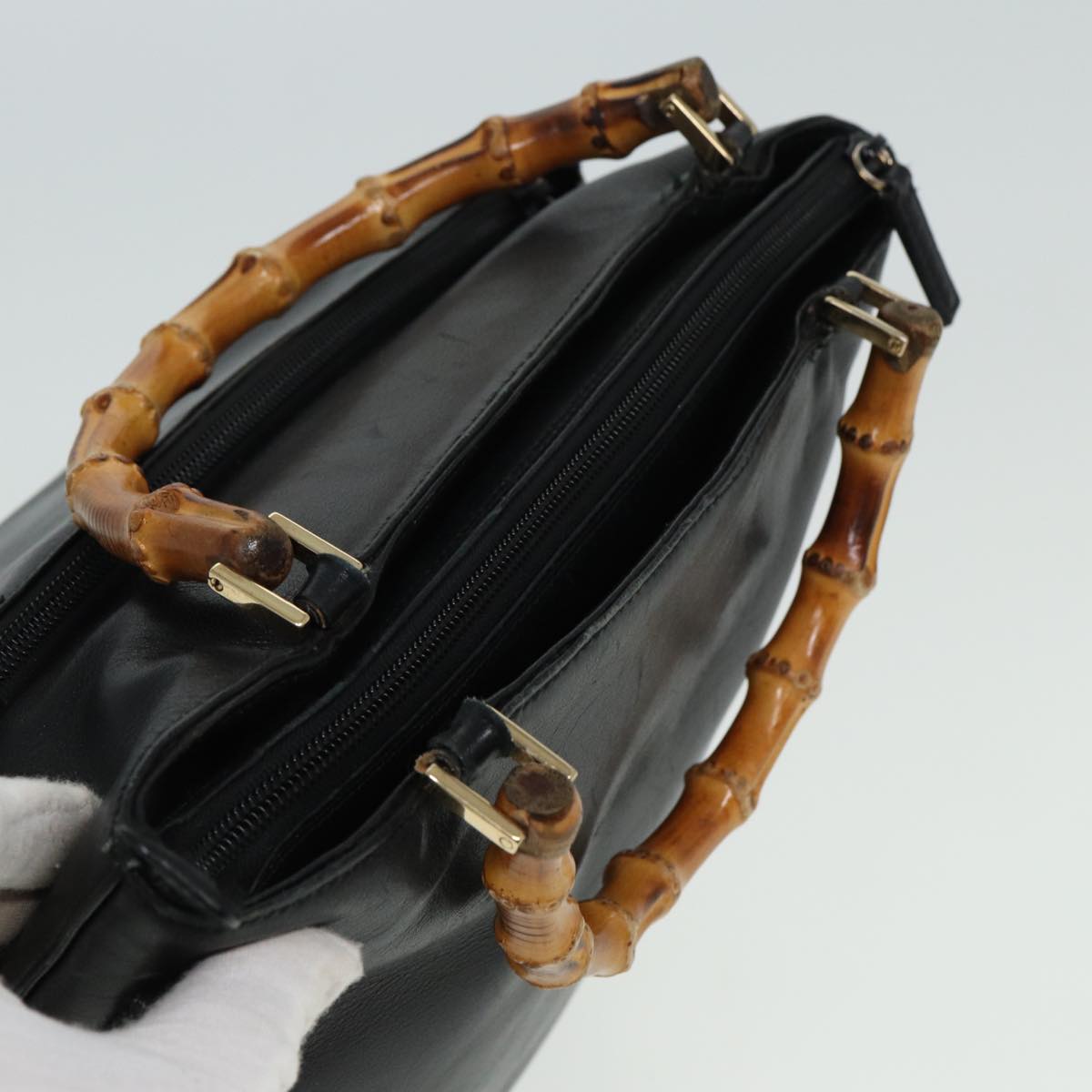 GUCCI Bamboo Hand Bag 2way Black 80627