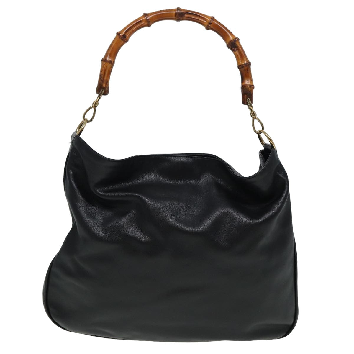 GUCCI Bamboo Hand Bag Leather Black 80628
