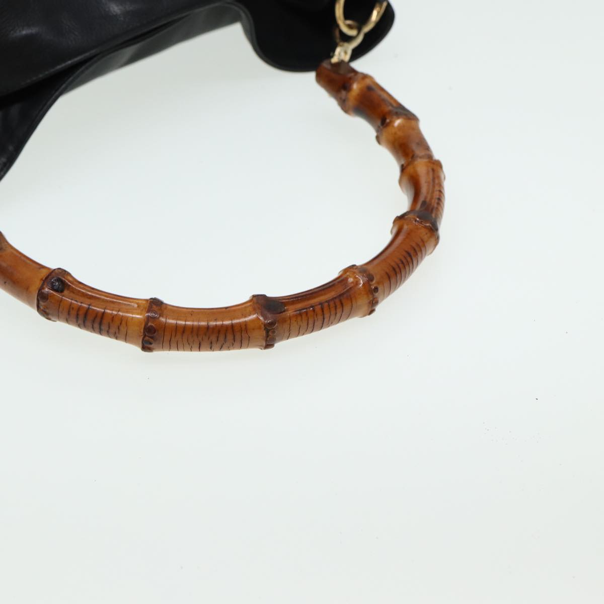 GUCCI Bamboo Hand Bag Leather Black 80628