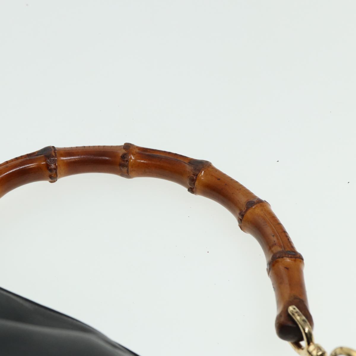 GUCCI Bamboo Hand Bag Leather Black 80628