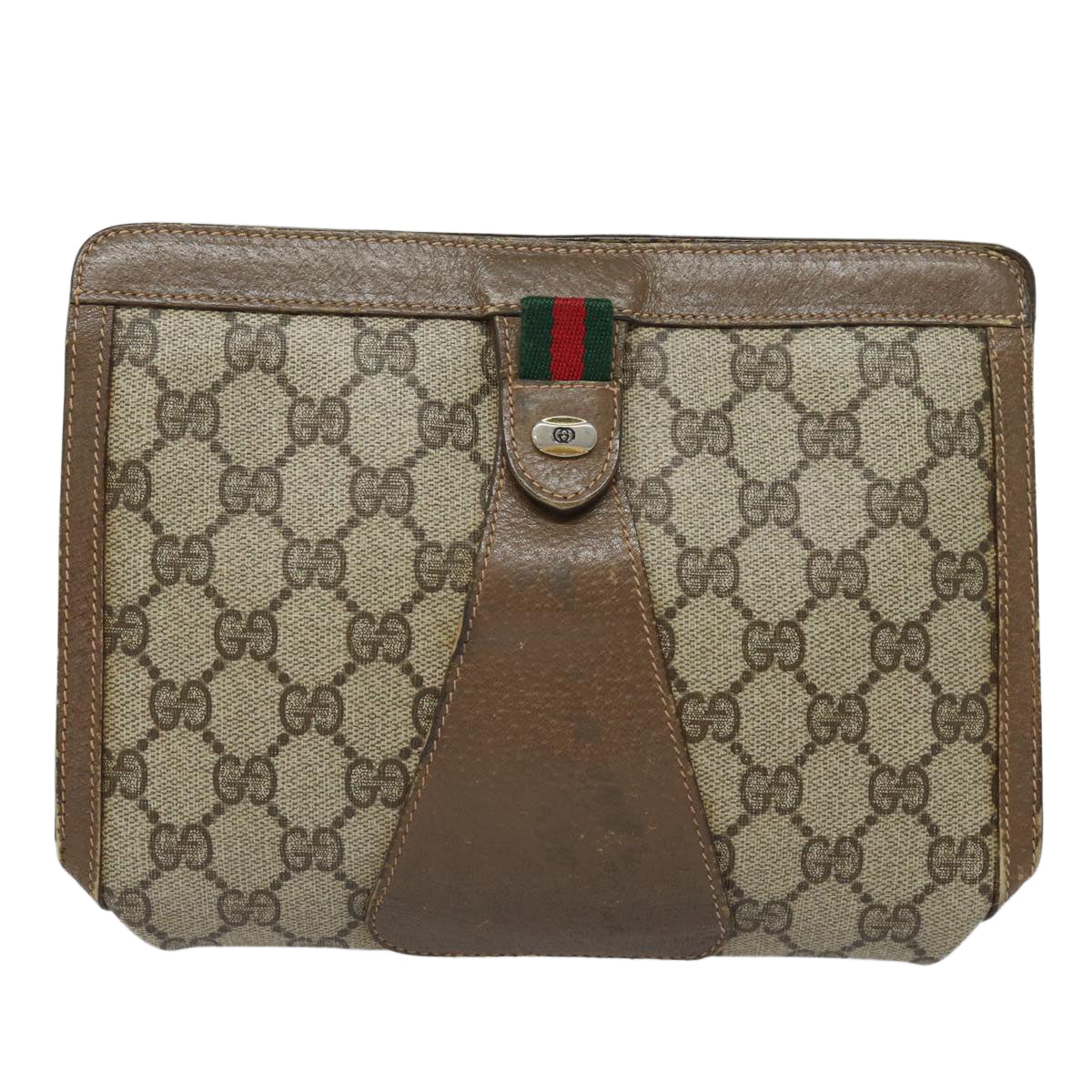 GUCCI GG Supreme Clutch Bag PVC Leather Beige 97 01 037 80682