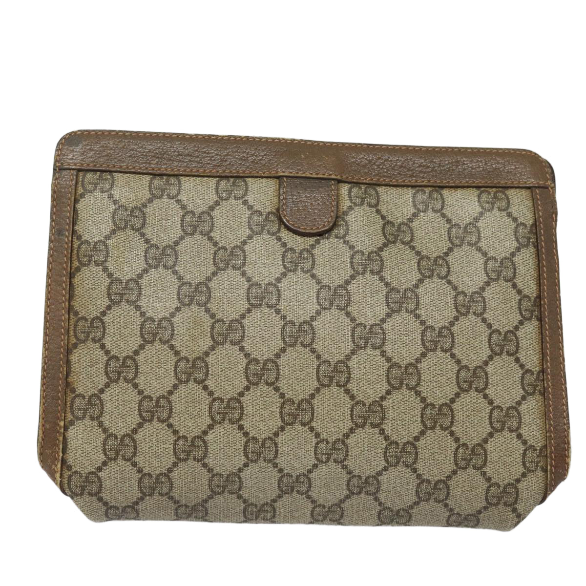 GUCCI GG Supreme Clutch Bag PVC Leather Beige 97 01 037 80682