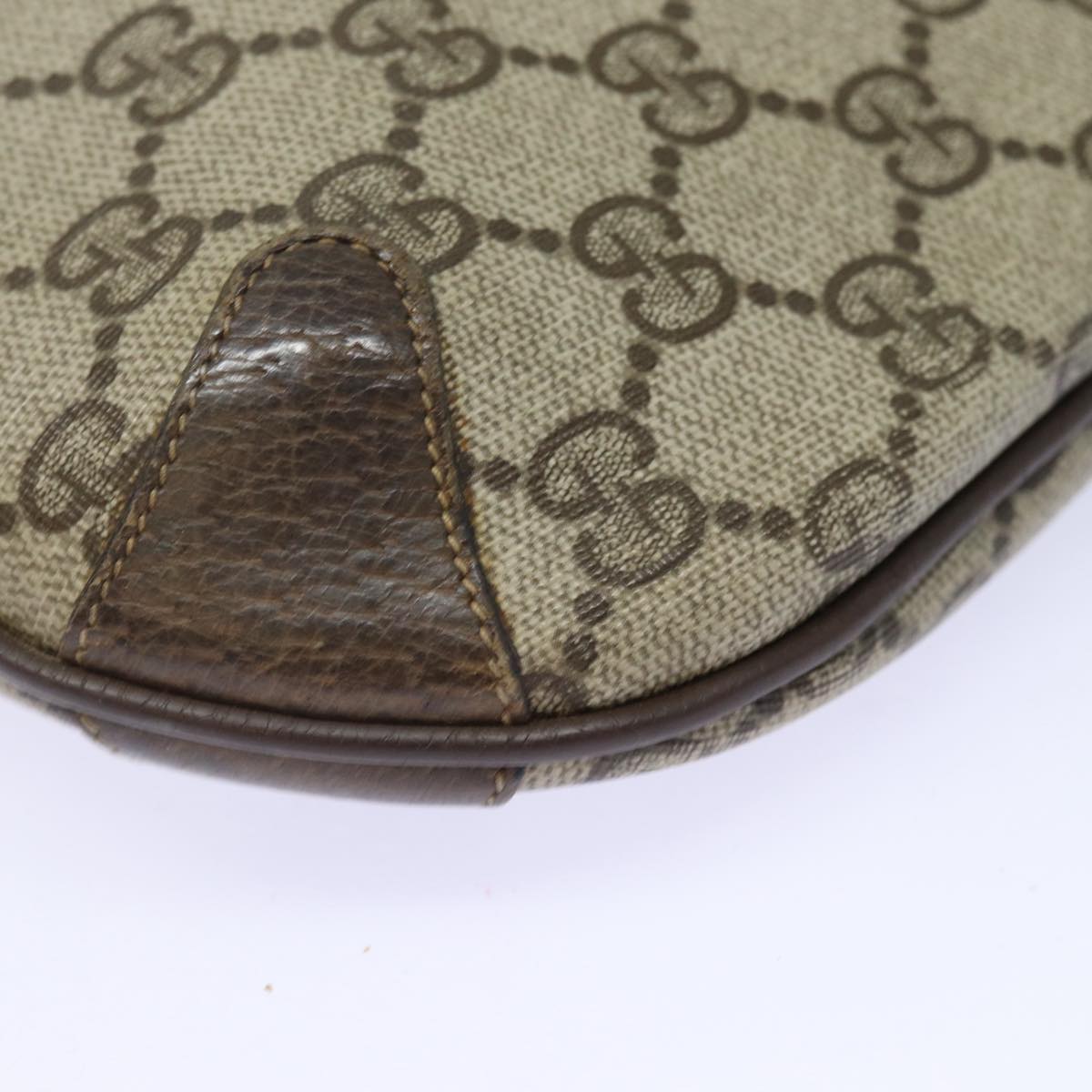 GUCCI GG Supreme Web Sherry Line Shoulder Bag PVC Beige 80683