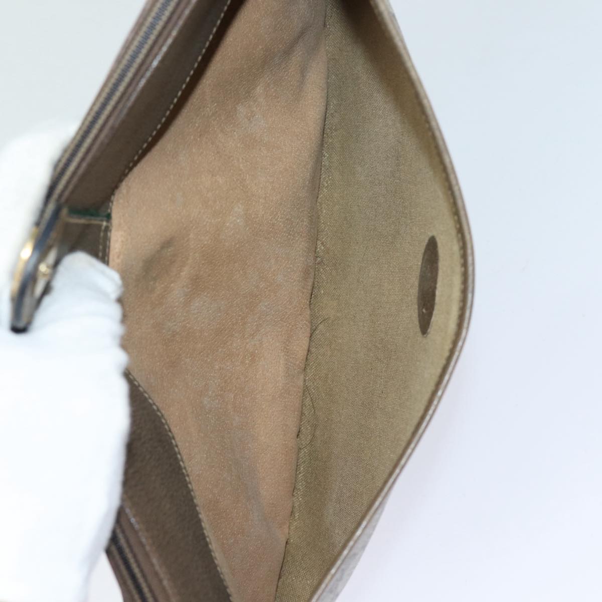 GUCCI GG Supreme Web Sherry Line Shoulder Bag PVC Beige 80683