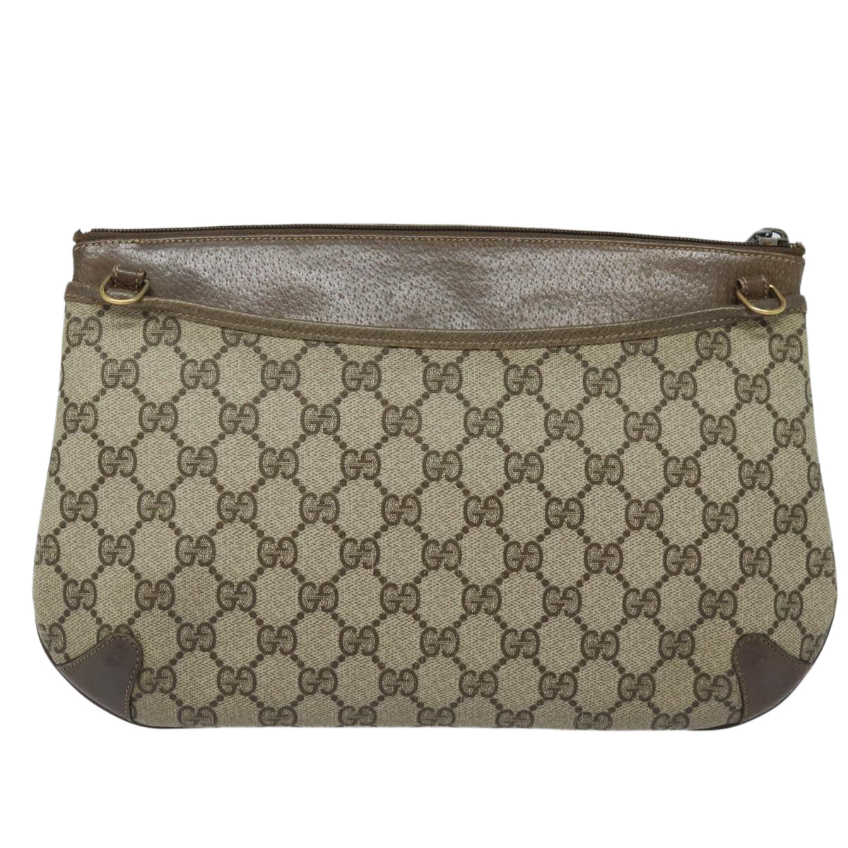GUCCI GG Supreme Web Sherry Line Shoulder Bag PVC Beige 80683