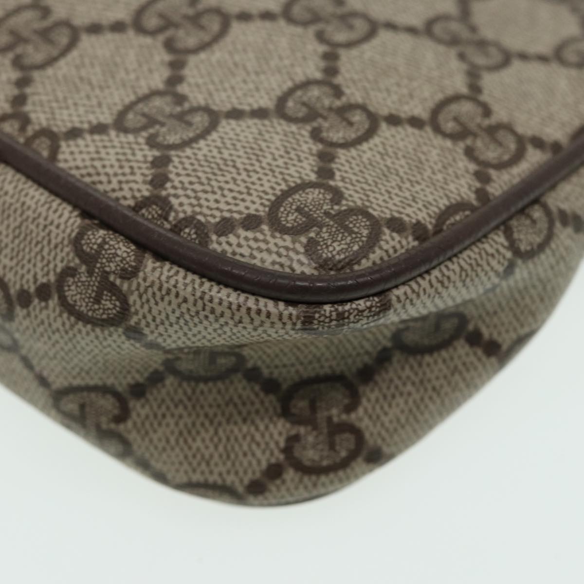 GUCCI GG Supreme Shoulder Bag PVC Leather Beige 80689