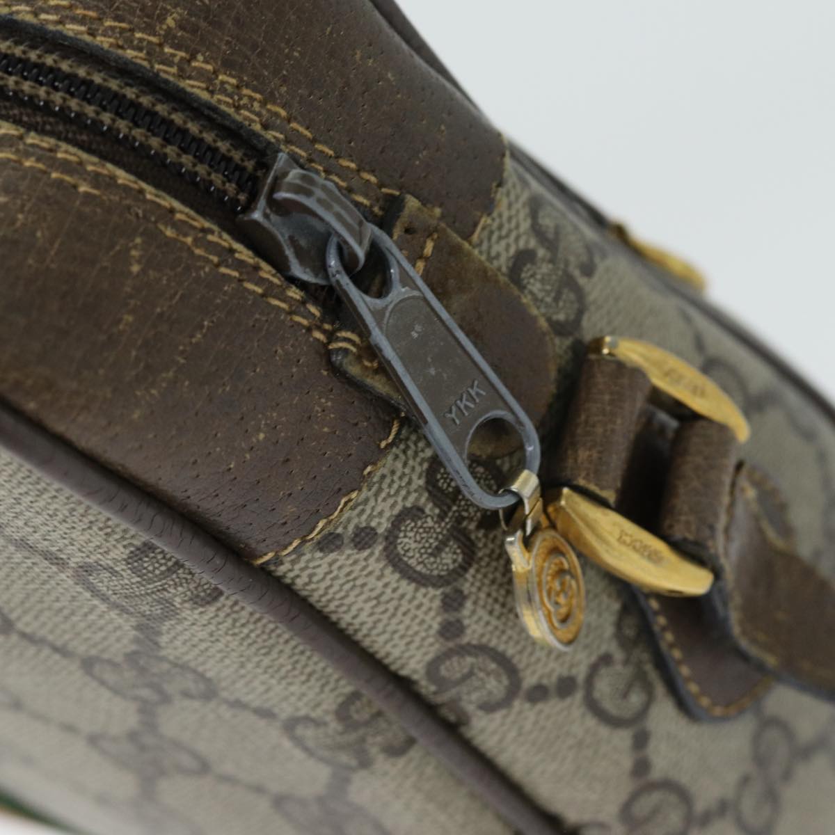 GUCCI GG Supreme Web Sherry Line Shoulder Bag PVC Beige 32 02 004 80804