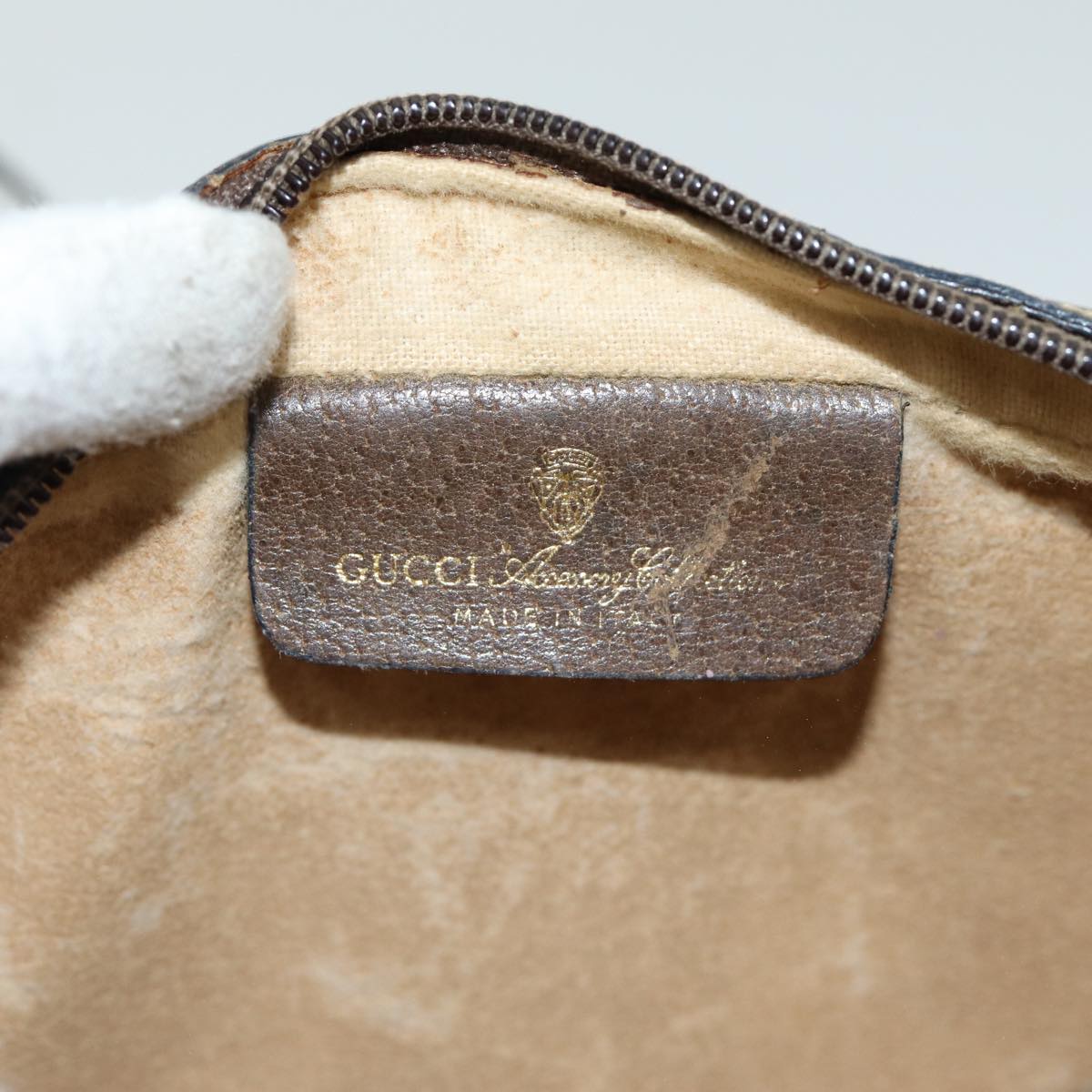 GUCCI GG Supreme Web Sherry Line Shoulder Bag PVC Beige 32 02 004 80804