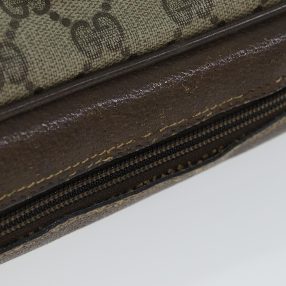 GUCCI GG Supreme Web Sherry Line Shoulder Bag PVC Beige 32 02 004 80804
