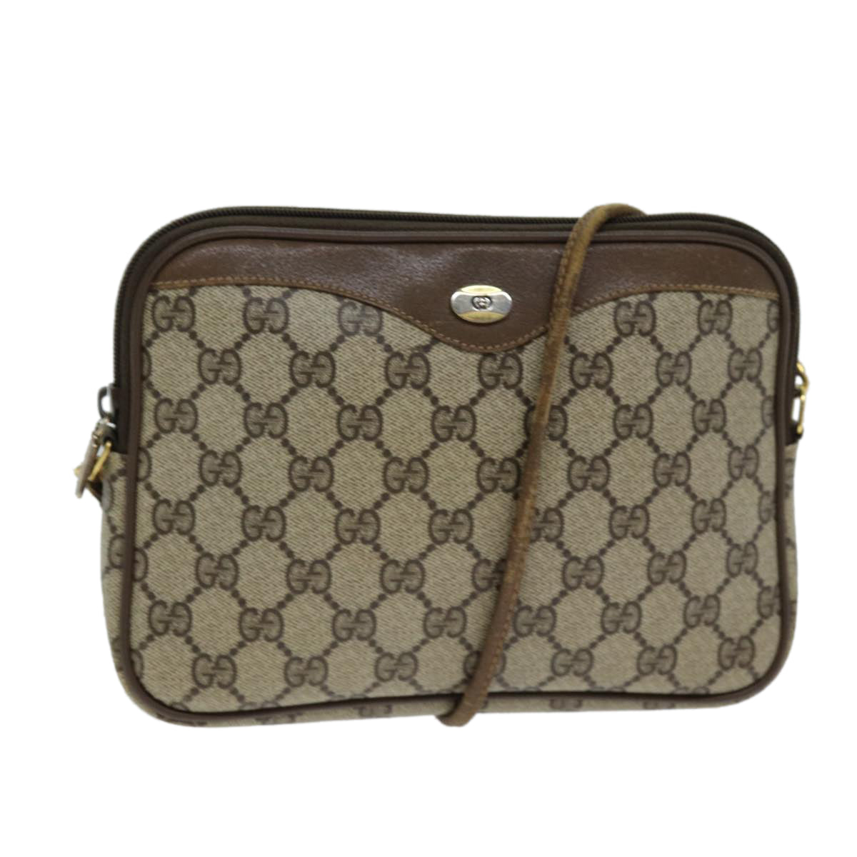 GUCCI GG Supreme Shoulder Bag PVC Leather Beige 97 02 068 80806