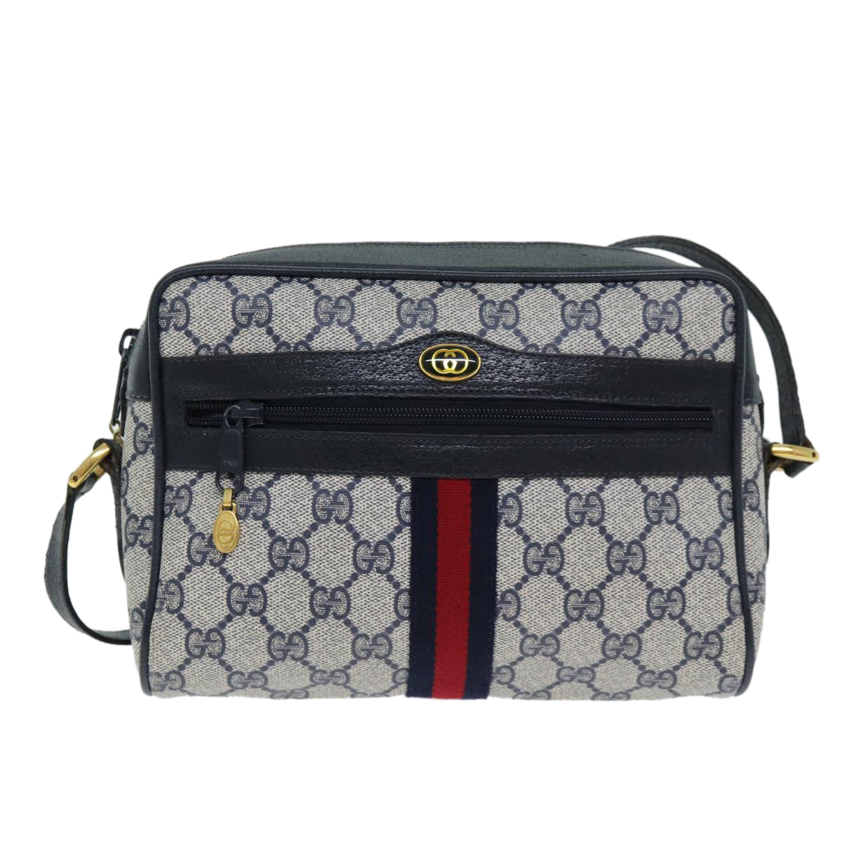 GUCCI GG Supreme Shoulder Bag PVC Leather Navy 98 02 004 80807