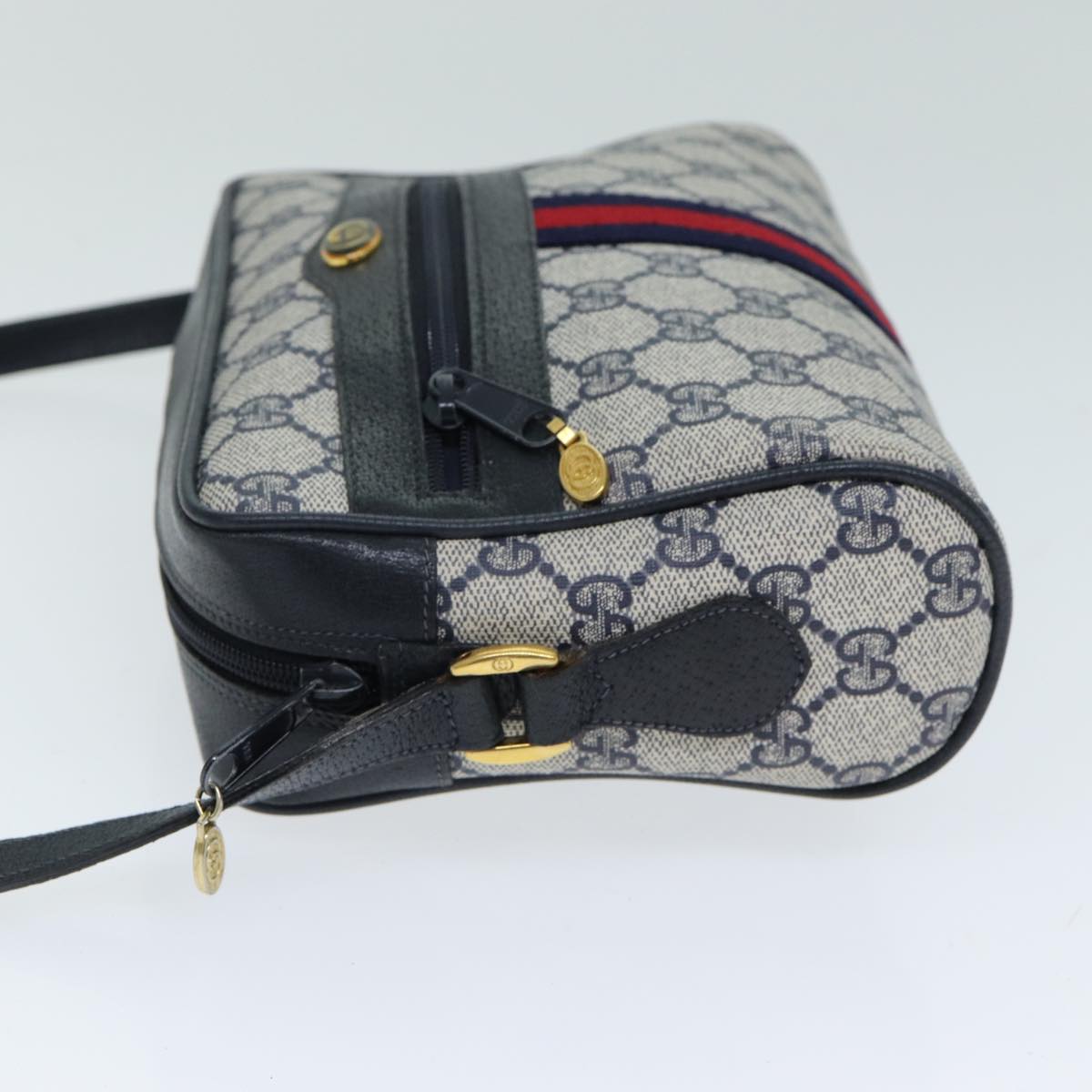 GUCCI GG Supreme Shoulder Bag PVC Leather Navy 98 02 004 80807