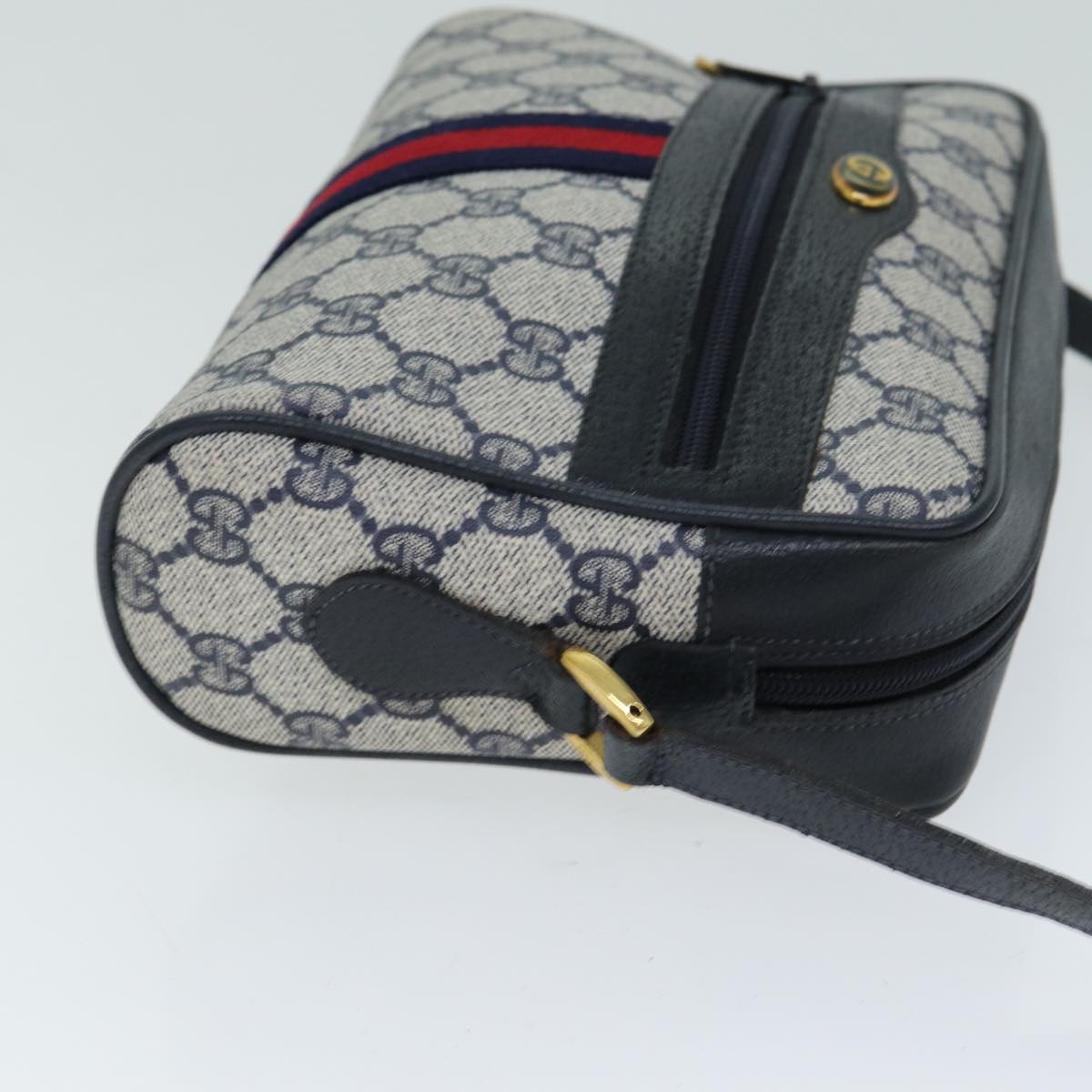 GUCCI GG Supreme Shoulder Bag PVC Leather Navy 98 02 004 80807