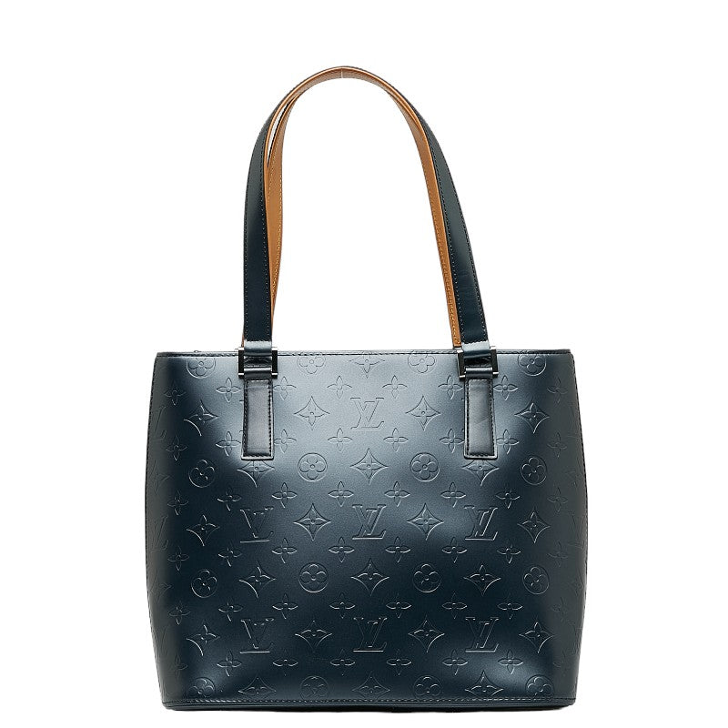 Louis Vuitton Monogram Matt Stockton Handbag M55115 Blue Leather  Louis Vuitton