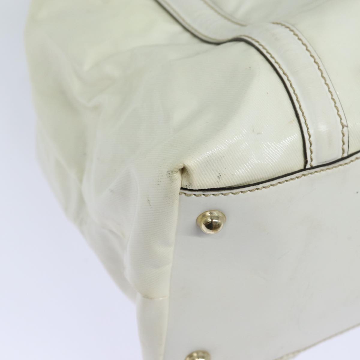 GUCCI Web Sherry Line Tote Bag Coated Canvas White Red Green 162094 80821