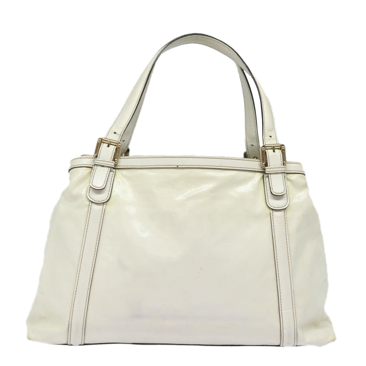 GUCCI Web Sherry Line Tote Bag Coated Canvas White Red Green 162094 80821
