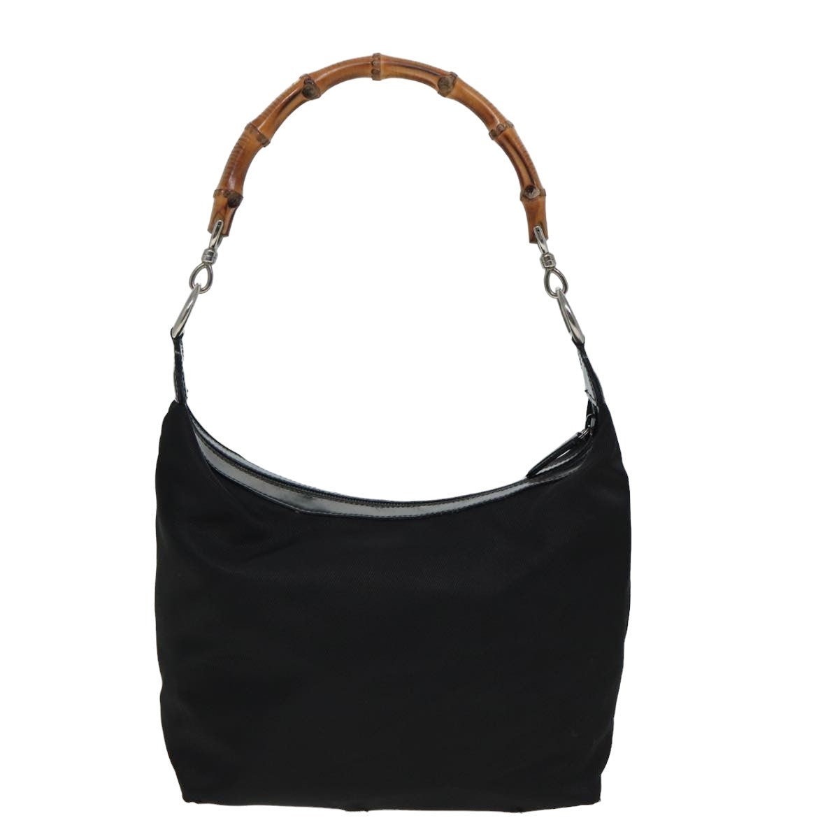 GUCCI Bamboo Shoulder Bag Nylon Black 000 1956 0531 80823