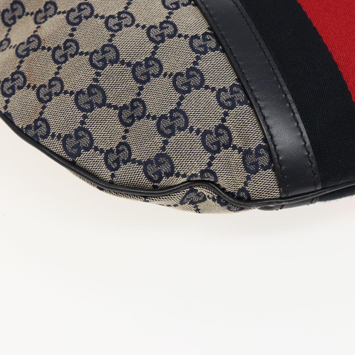 GUCCI GG Canvas Sherry Line Shoulder Bag Navy Red 257032 80828