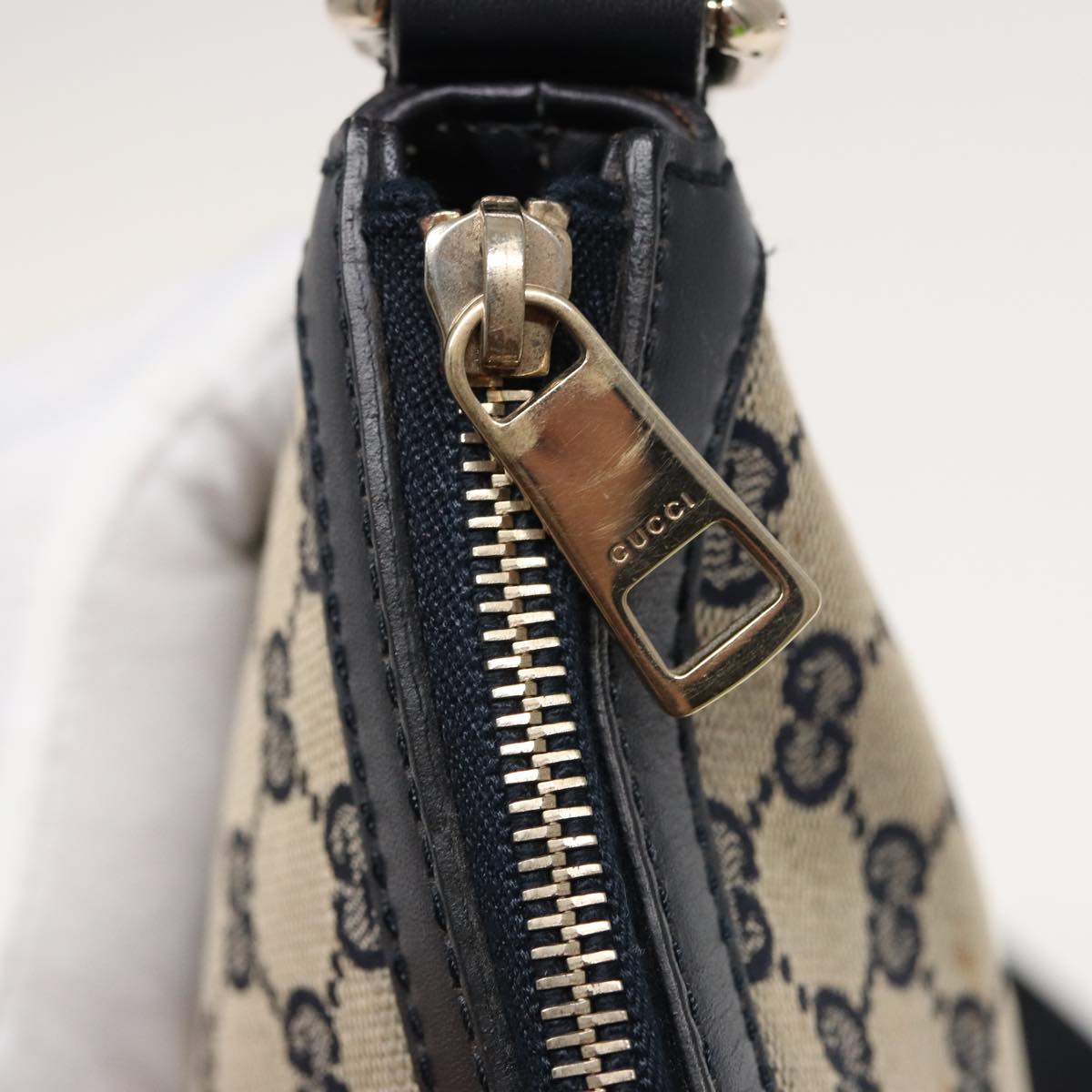 GUCCI GG Canvas Sherry Line Shoulder Bag Navy Red 257032 80828