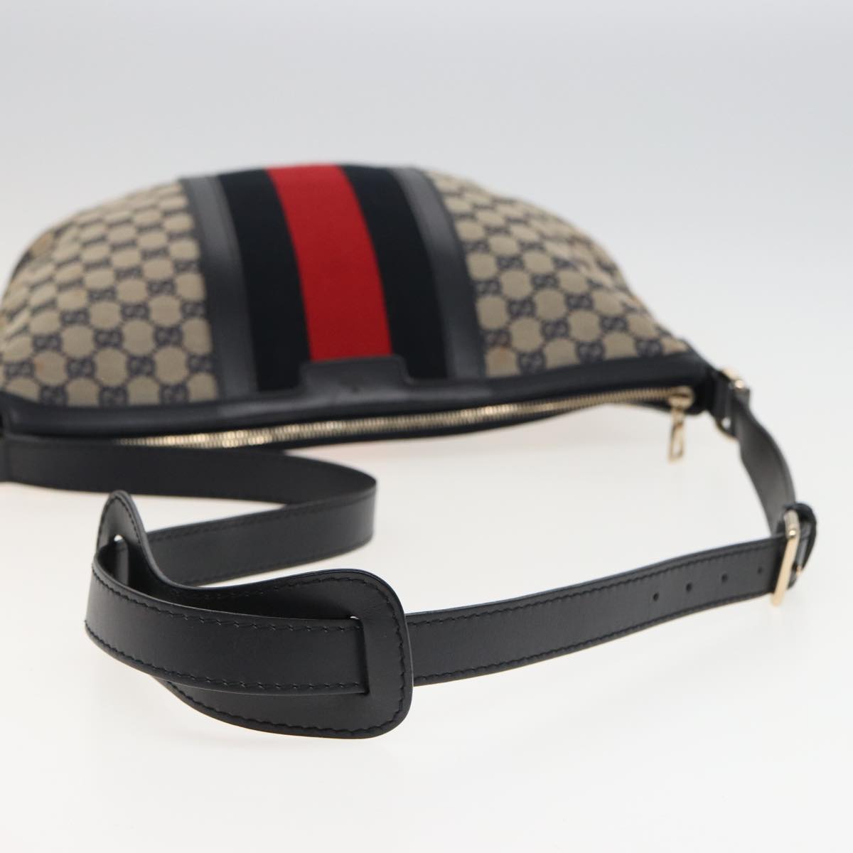 GUCCI GG Canvas Sherry Line Shoulder Bag Navy Red 257032 80828