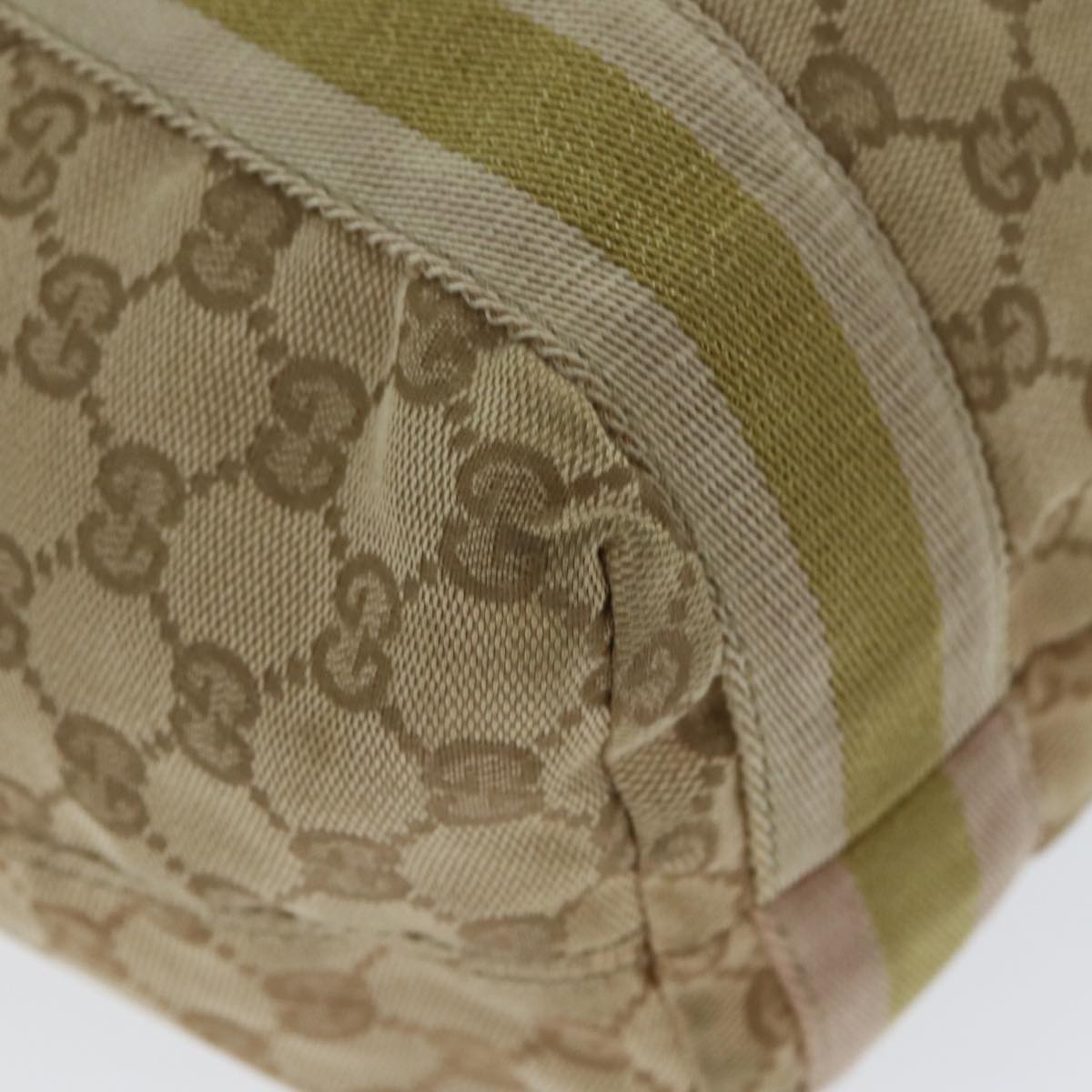 GUCCI GG Canvas Sherry Line Tote Bag Beige Pink gold 189669 80829
