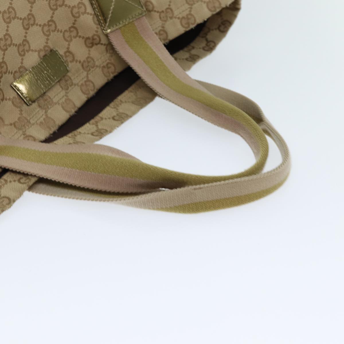 GUCCI GG Canvas Sherry Line Tote Bag Beige Pink gold 189669 80829