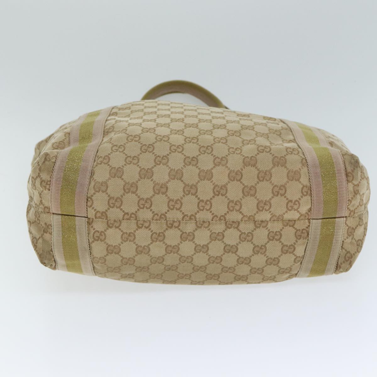 GUCCI GG Canvas Sherry Line Tote Bag Beige Pink gold 189669 80829