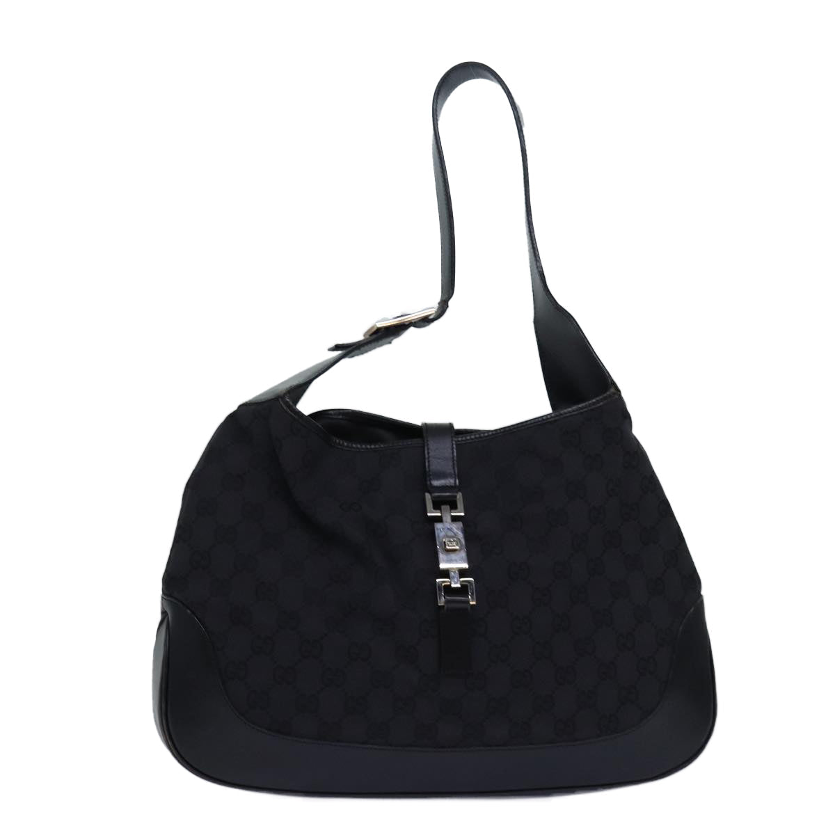 GUCCI Jackie Shoulder Bag Canvas Leather Black 001 3346 80830