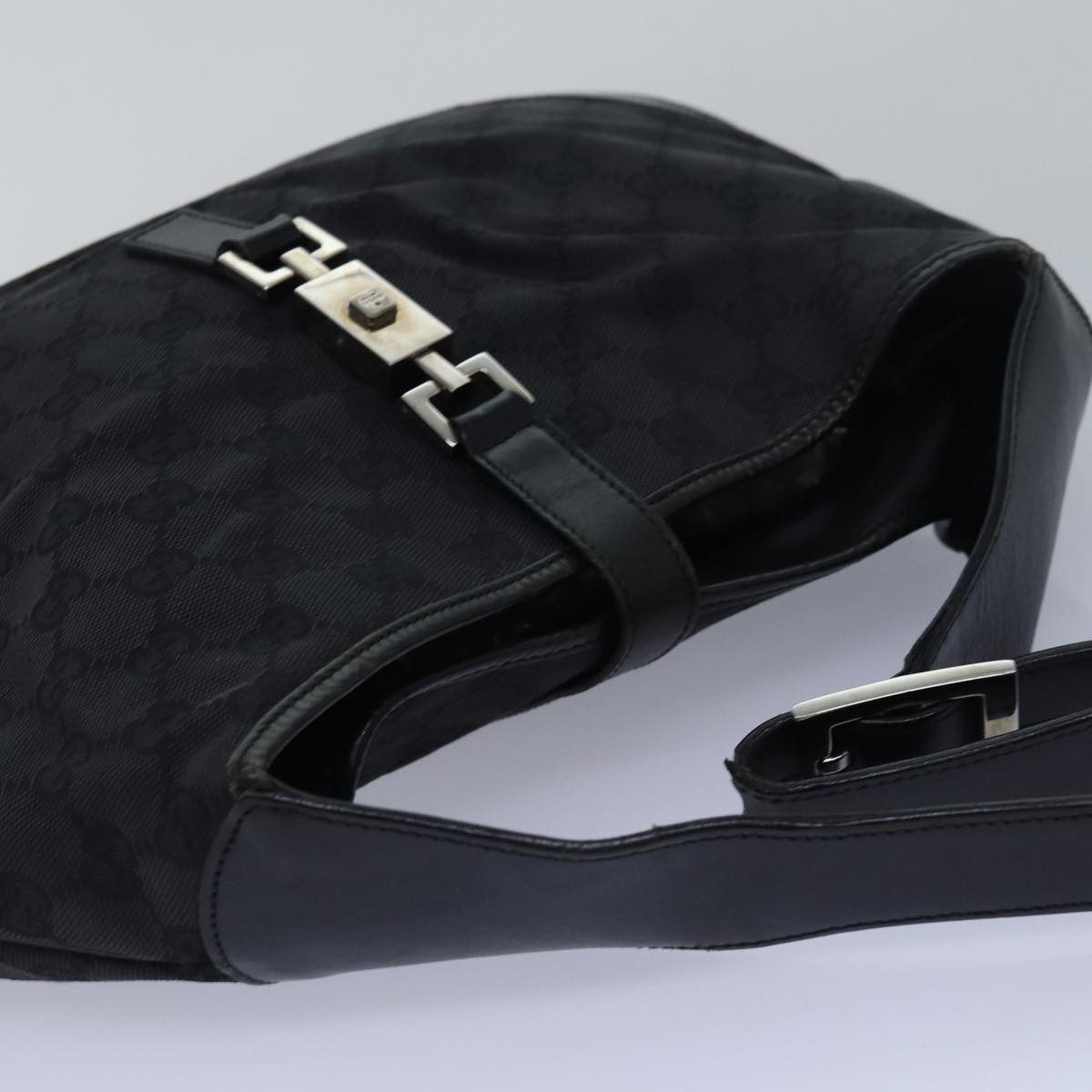 GUCCI Jackie Shoulder Bag Canvas Leather Black 001 3346 80830
