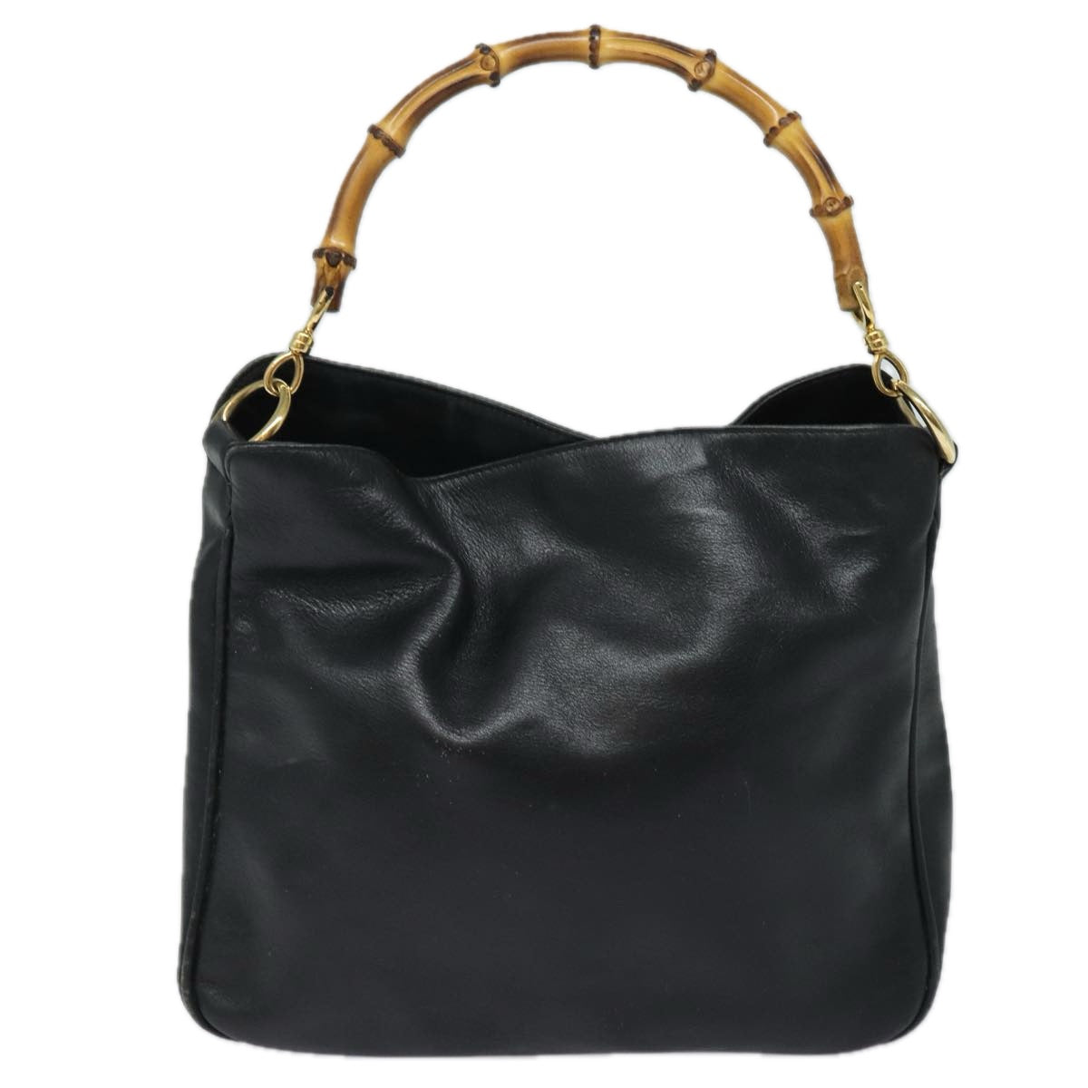 GUCCI Bamboo Shoulder Bag Leather 2way Black 001 1638 80839
