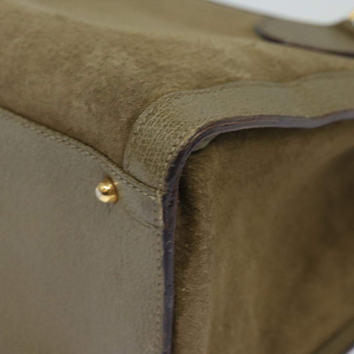 GUCCI Bamboo Hand Bag Suede Leather Khaki 002 1186 0260 80840