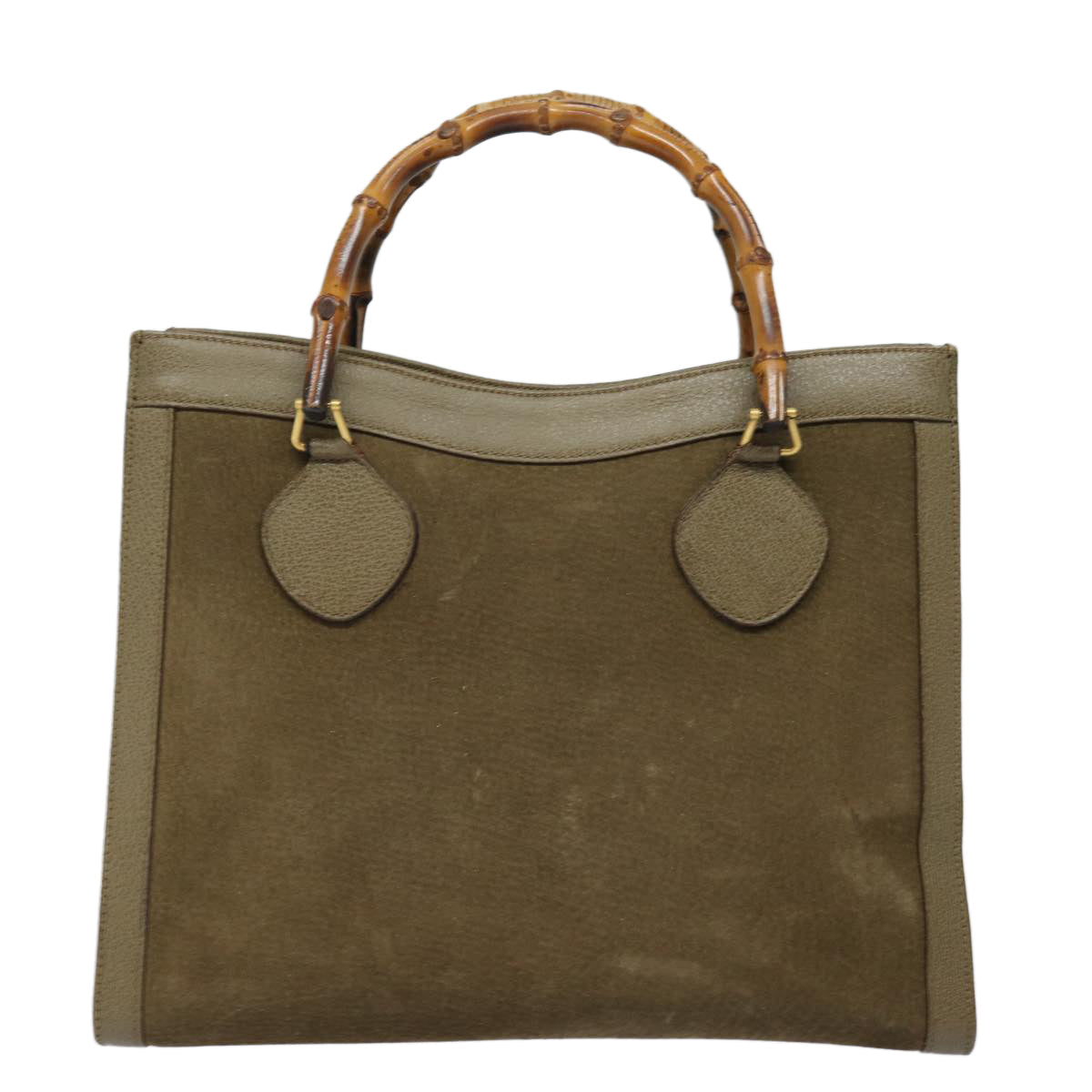 GUCCI Bamboo Hand Bag Suede Leather Khaki 002 1186 0260 80840
