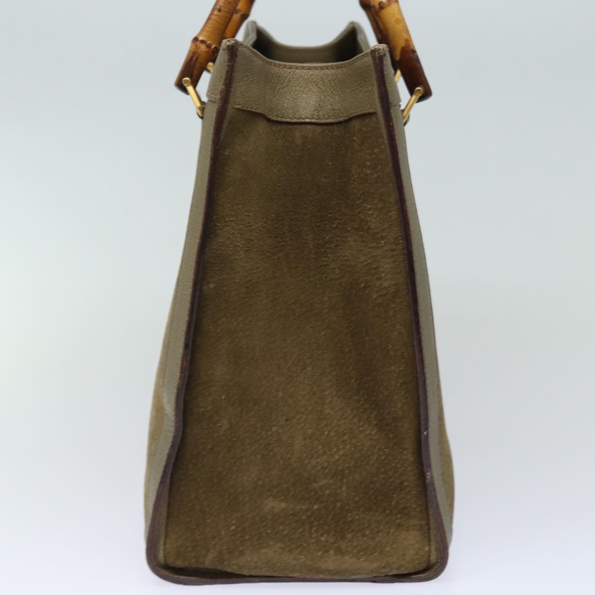 GUCCI Bamboo Hand Bag Suede Leather Khaki 002 1186 0260 80840