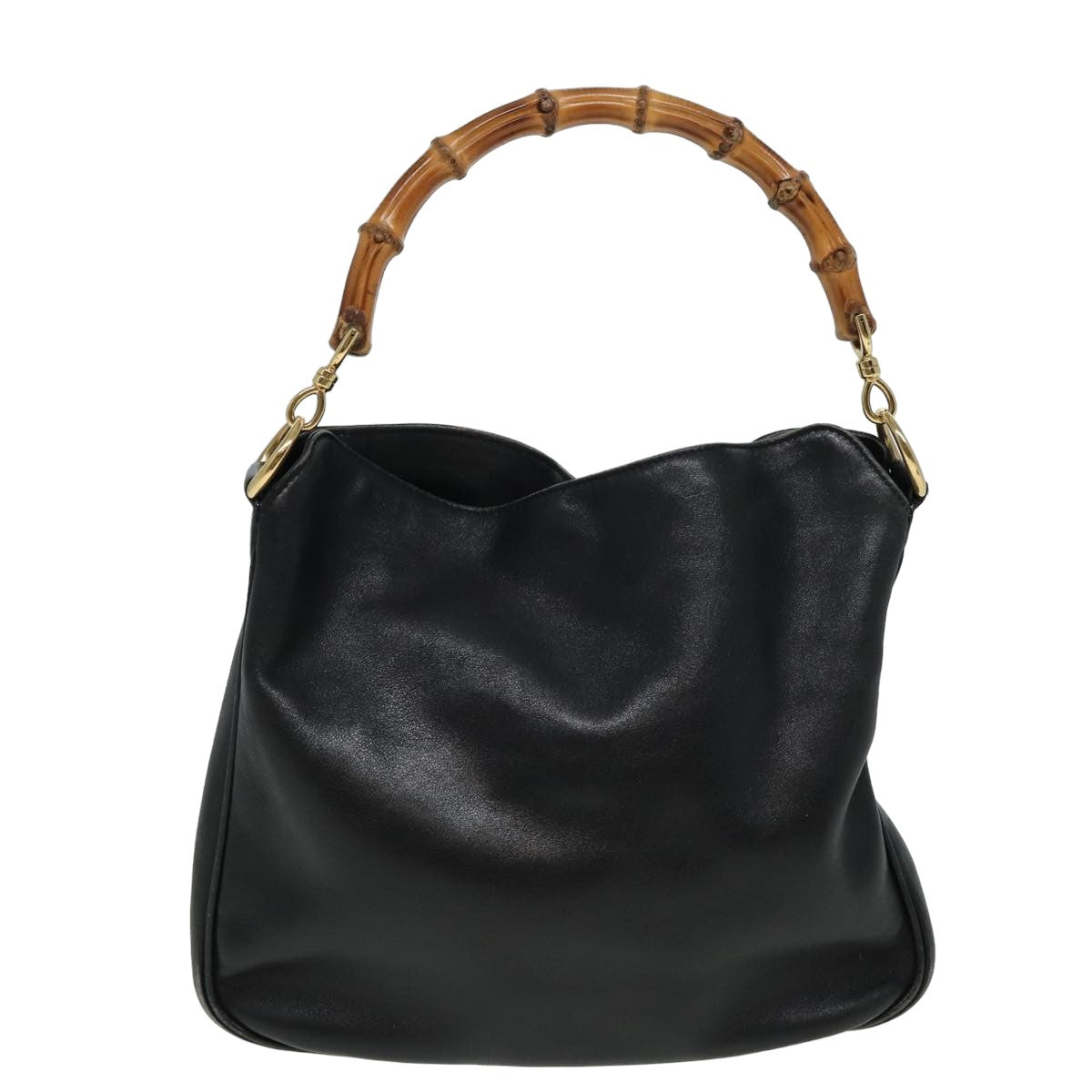 GUCCI Bamboo Shoulder Bag Leather 2way Black 001 3754 1638 80842