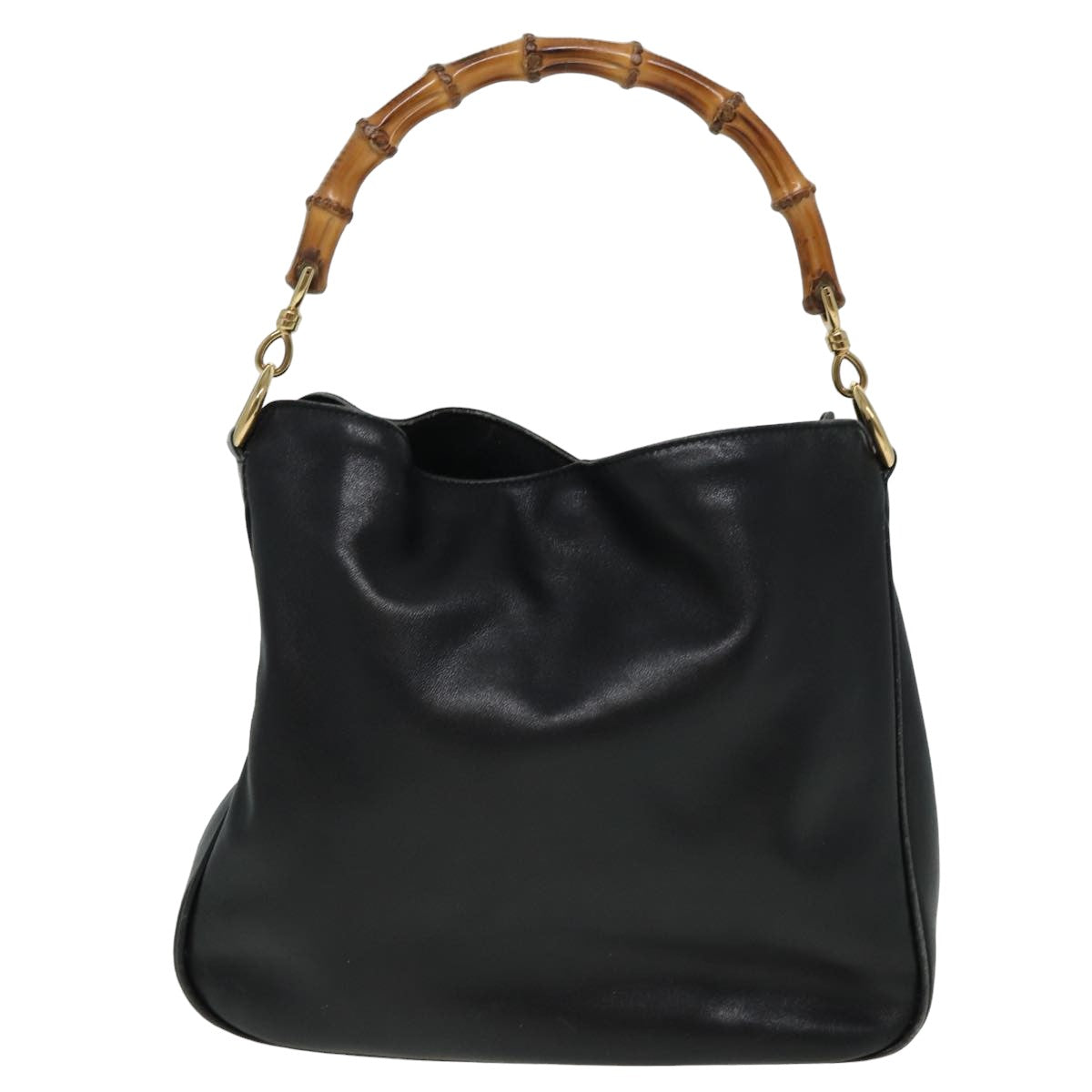 GUCCI Bamboo Shoulder Bag Leather 2way Black 001 3754 1638 80842