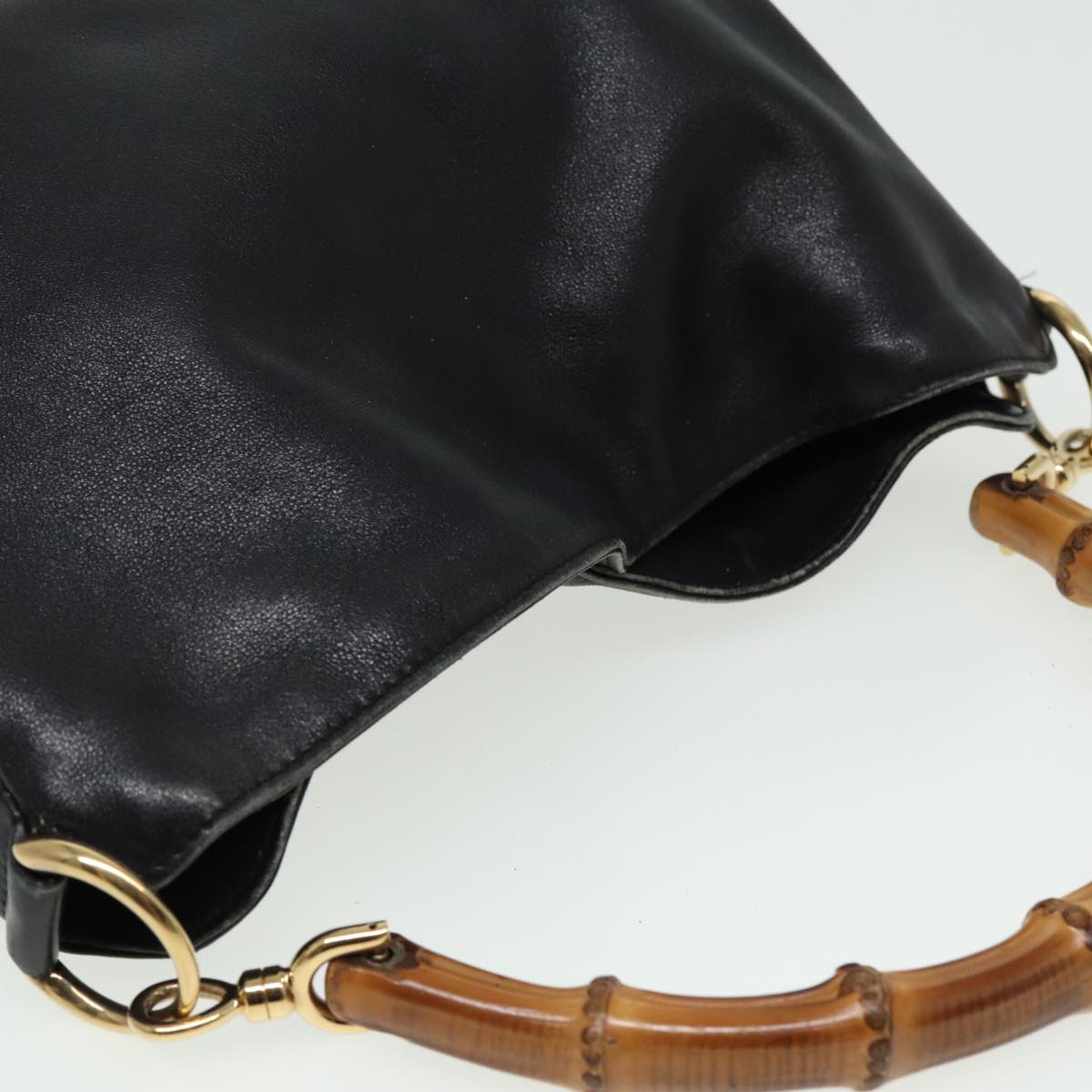 GUCCI Bamboo Shoulder Bag Leather 2way Black 001 3754 1638 80842