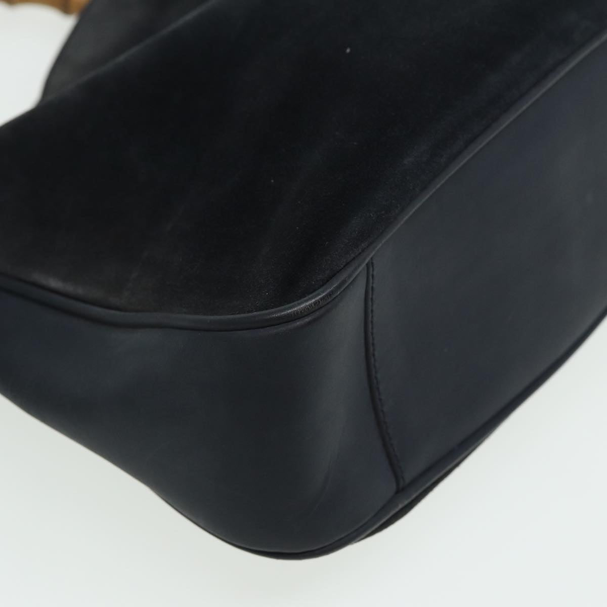 GUCCI Bamboo Shoulder Bag Suede Black 001 1638 2615 80843