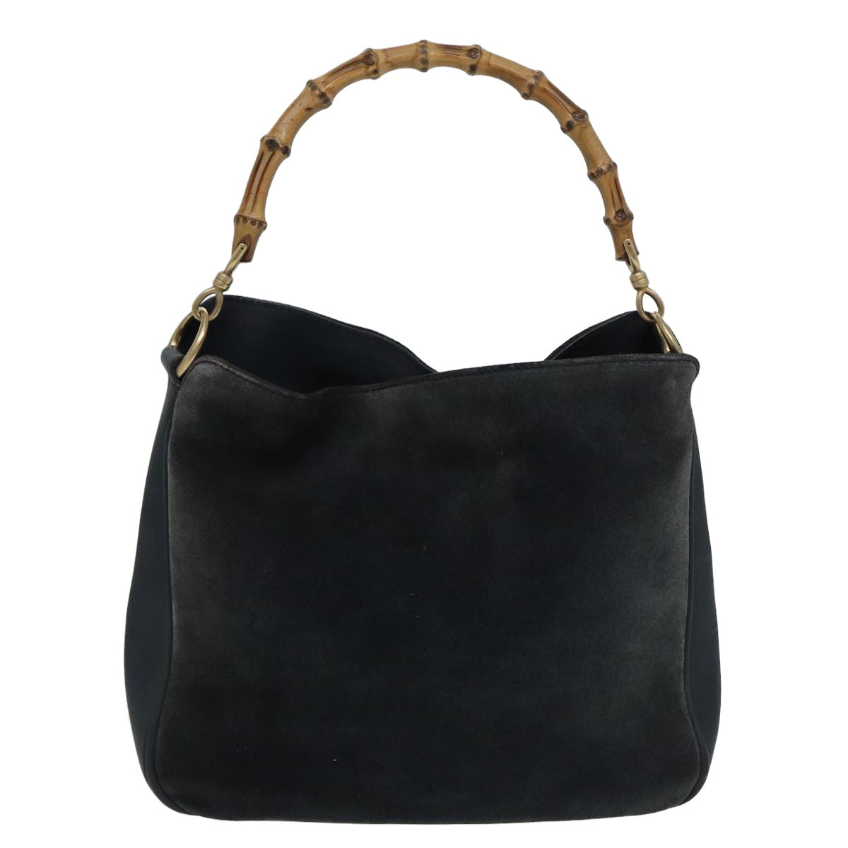 GUCCI Bamboo Shoulder Bag Suede Black 001 1638 2615 80843