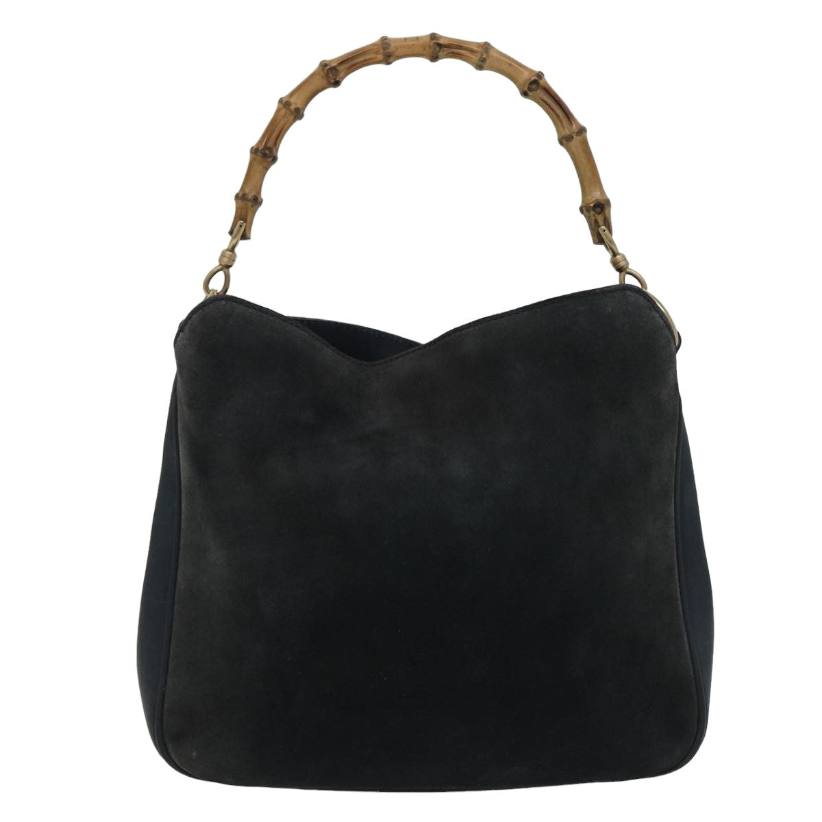 GUCCI Bamboo Shoulder Bag Suede Black 001 1638 2615 80843