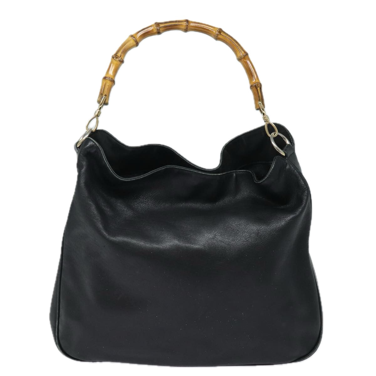 GUCCI Bamboo Shoulder Bag Leather 2way Black 001 1377 3754 80844