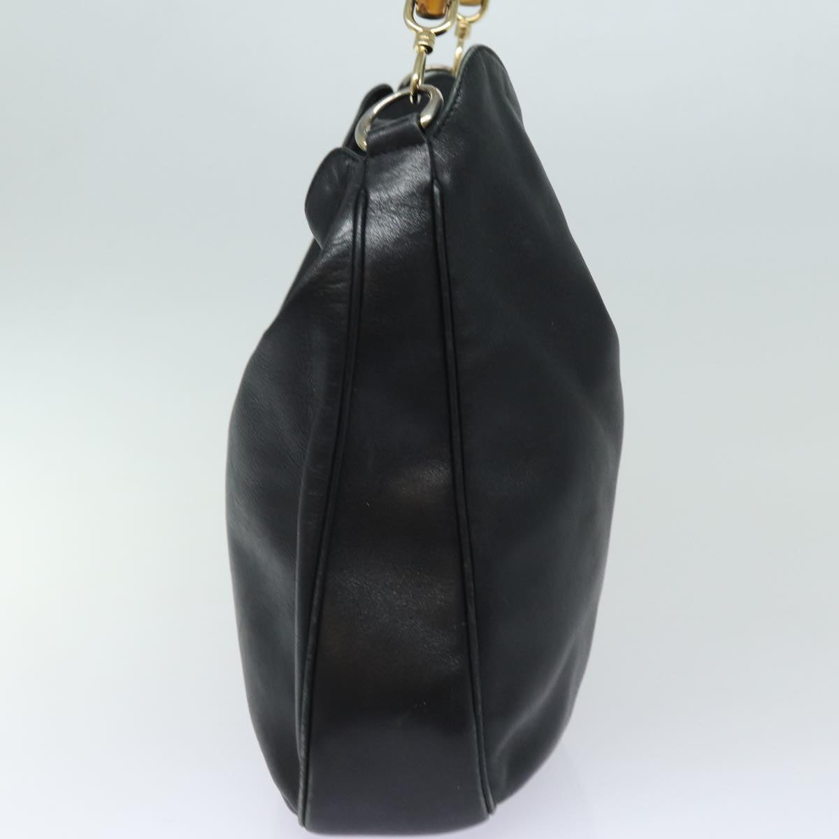 GUCCI Bamboo Shoulder Bag Leather 2way Black 001 1377 3754 80844