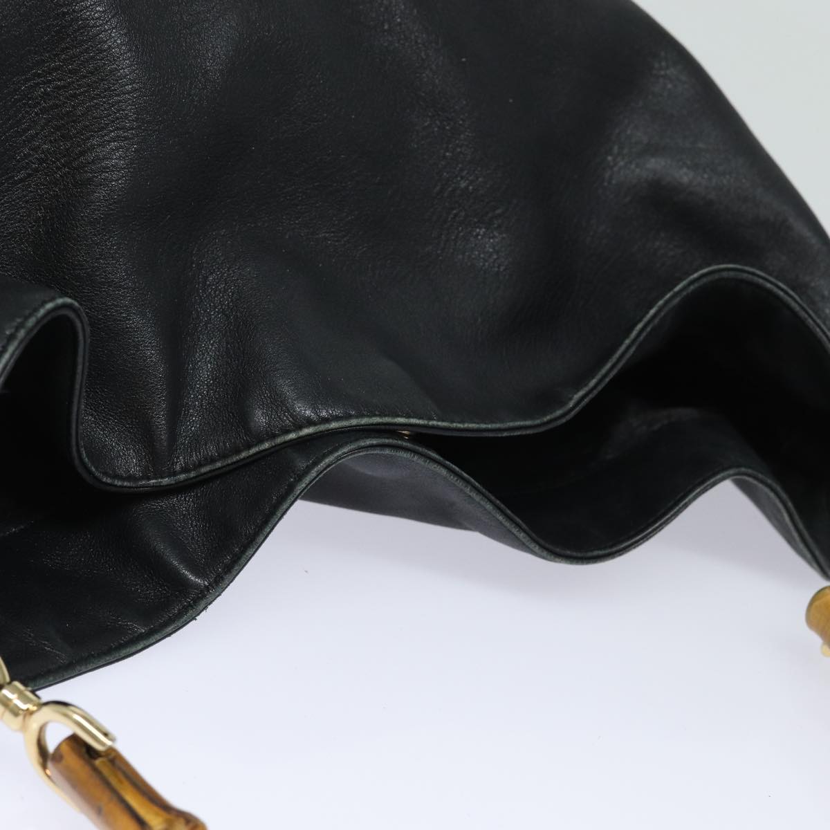 GUCCI Bamboo Shoulder Bag Leather 2way Black 001 1377 3754 80844