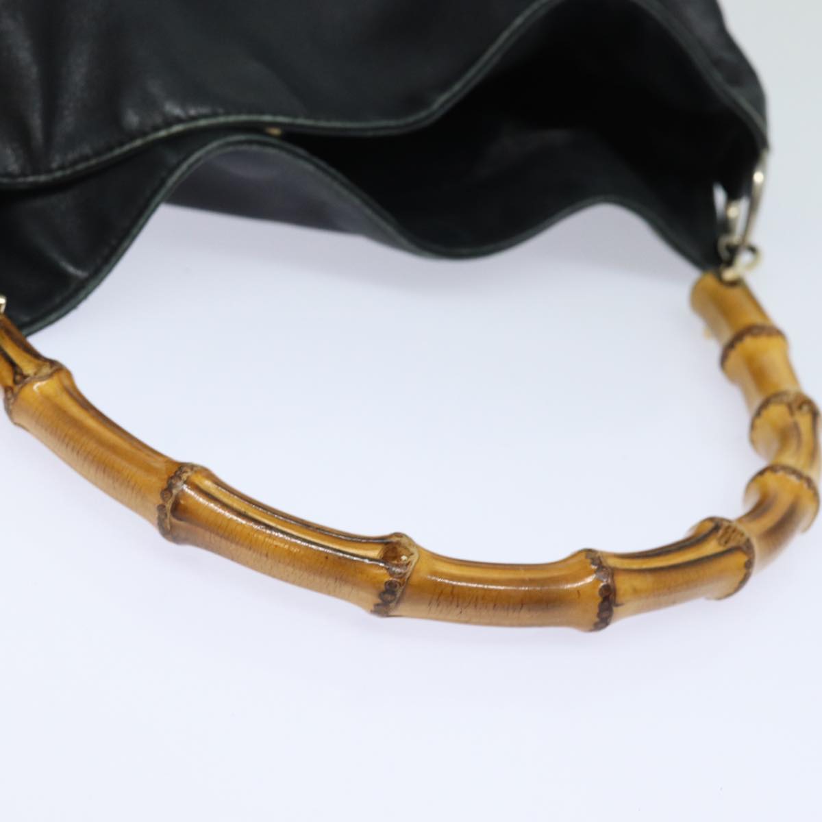 GUCCI Bamboo Shoulder Bag Leather 2way Black 001 1377 3754 80844