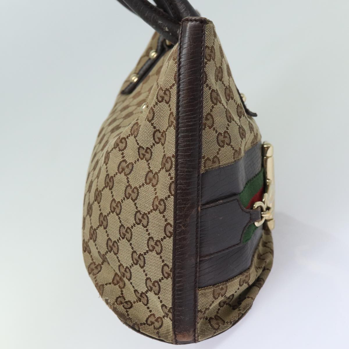 GUCCI GG Canvas Web Sherry Line Horsebit Tote Bag Beige Red 137385 80847